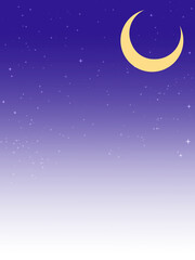Obraz na płótnie Canvas 夜空と三日月　キラキラ　濃紺のグラデーション