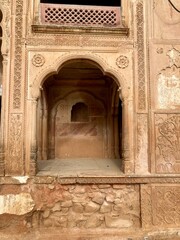 Alwar, Rajasthan 21 Jun 2022: Indian Deccan historical building designs and its floral and geometrical patterns.and nature