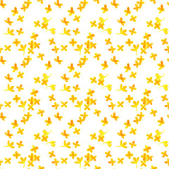 金木犀（キンモクセイ）の花のパターン　手描き水彩イラストの花柄テキスタイル