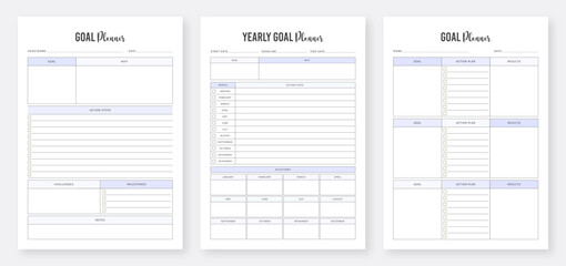 Goal Planner Layout Design Template. Yearly Goal Planner Design. Organizer & Schedule Planner. Business Planner Design. Planner Bundle Set.