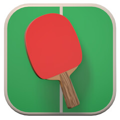 Table tennis racket application button illustration in 3D design