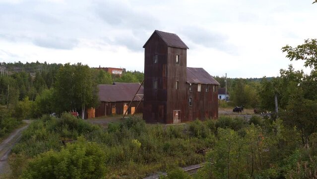 Headframe of Right Of Way Silver Mine along Silver Heritage Trail, a national historical site in Cobalt, Ontario, Canada