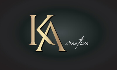 KA letters luxury jewellery fashion brand monogram, creative premium stylish golden logo icon - obrazy, fototapety, plakaty