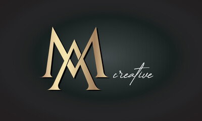 MA letters luxury jewellery fashion brand monogram, creative premium stylish golden logo icon