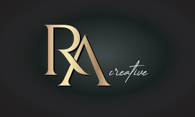RA letters luxury jewellery fashion brand monogram, creative premium stylish golden logo icon