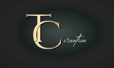 TC letters luxury jewellery fashion brand monogram, creative premium stylish golden logo icon - obrazy, fototapety, plakaty