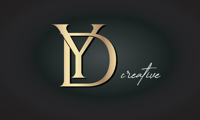 YD letters luxury jewellery fashion brand monogram, creative premium stylish golden logo icon