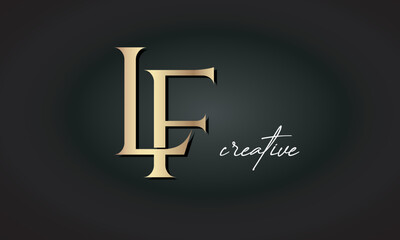 LF letters luxury jewellery fashion brand monogram, creative premium stylish modern golden logo icon