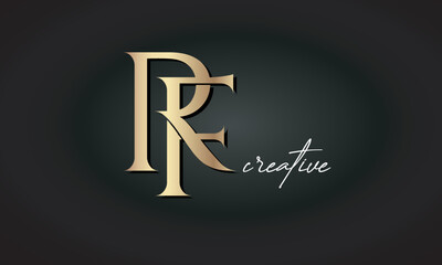 RF letters luxury jewellery fashion brand monogram, creative premium stylish modern golden logo icon