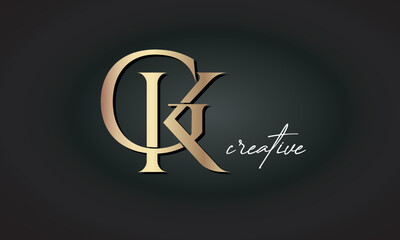 GK letters luxury jewellery fashion brand monogram, creative premium stylish modern golden logo icon