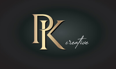 PK letters luxury jewellery fashion brand monogram, creative premium stylish golden logo icon