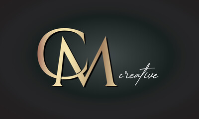 CM letters luxury jewellery fashion brand monogram, creative premium stylish golden logo icon - obrazy, fototapety, plakaty