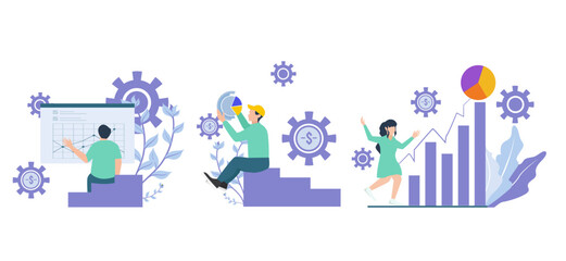Naklejka premium Business Flat Bundle Design Illustration