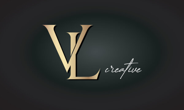 VL letters luxury jewellery fashion brand monogram, creative premium stylish golden logo icon