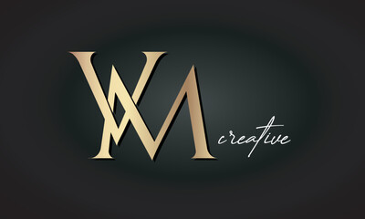 VM letters luxury jewellery fashion brand monogram, creative premium stylish golden logo icon - obrazy, fototapety, plakaty