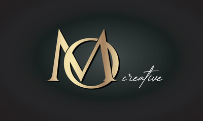 MO letters luxury jewellery fashion brand monogram, creative premium stylish golden logo icon - obrazy, fototapety, plakaty