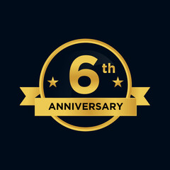 gold color 6th anniversary logo