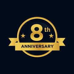 Naklejka premium gold color 8th anniversary logo