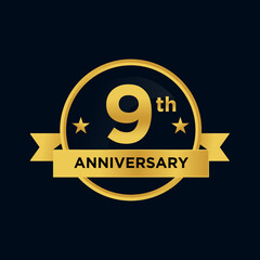 gold color 9th anniversary logo