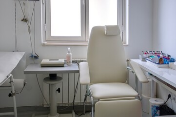 Empty medical laboratory with test tubes on the table