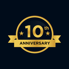 gold color 10th anniversary logo