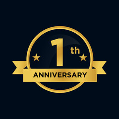 1 year anniversary logo gold color