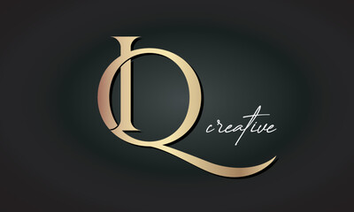 IQ letters luxury jewellery fashion brand monogram, creative premium stylish golden logo icon
