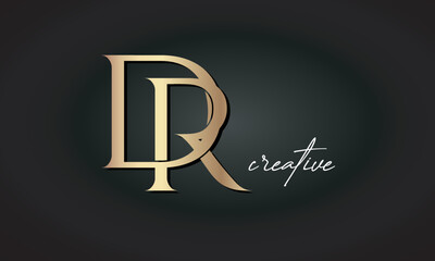 DR letters luxury jewellery fashion brand monogram, creative premium stylish golden logo icon - obrazy, fototapety, plakaty