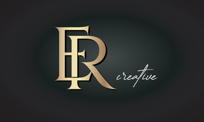 ER letters luxury jewellery fashion brand monogram, creative premium stylish golden logo icon