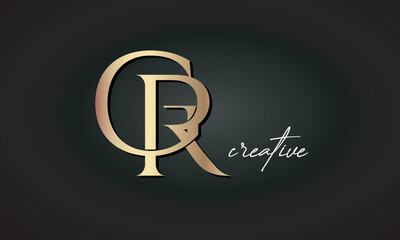 GR letters luxury jewellery fashion brand monogram, creative premium stylish golden logo icon - obrazy, fototapety, plakaty