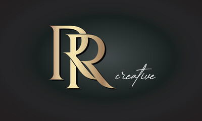 RR letters luxury jewellery fashion brand monogram, creative premium stylish golden logo icon
