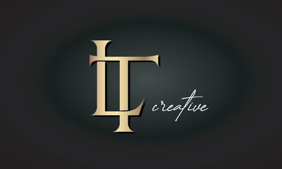 LT letters luxury jewellery fashion brand monogram, creative premium stylish golden logo icon