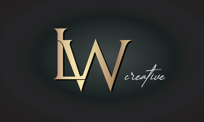 LW letters luxury jewellery fashion brand monogram, creative premium stylish golden logo icon