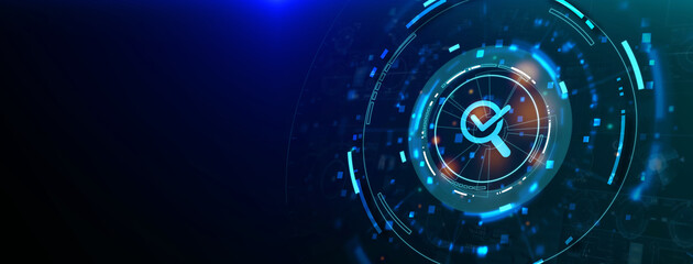 Standard quality control. Certification. Business, technology, internet and networking concept. 3d illustration