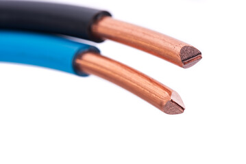 Copper electrical wire isolated on white background