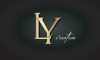 LY letters luxury jewellery fashion brand monogram, creative premium stylish golden logo icon - obrazy, fototapety, plakaty