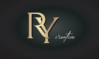 RY letters luxury jewellery fashion brand monogram, creative premium stylish golden logo icon - obrazy, fototapety, plakaty