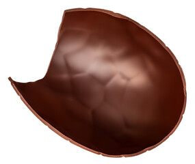Broken  Chocolate piece  isolated on white background, close up.