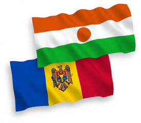 Flags of Republic of the Niger and Moldova on a white background