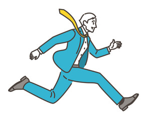 Fototapeta na wymiar Full body vector illustration of a jumping male businessperson seen from the side
