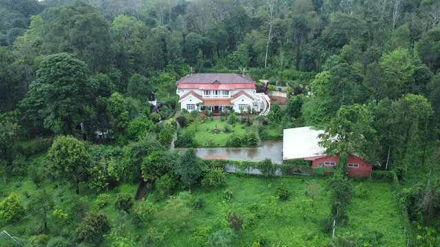 Sakleshpur, India 11th September 2022: 4k Drone shots of Sakleshpur amidst drizzling rains. Sakleshpura or Sakleshapura is a hill station town in Hassan district. Famous for spices plantations. 