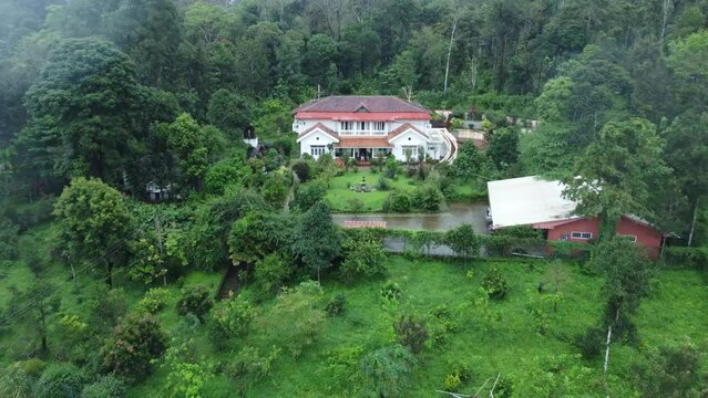 Sakleshpur, India 11th September 2022: 4k Drone shots of Sakleshpur amidst drizzling rains. Sakleshpura or Sakleshapura is a hill station town in Hassan district. Famous for spices plantations. 