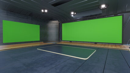 Green Screen Studio 2267_3D Virtual TV Studio News_Studio Background