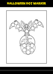 Halloween dot marker coloring page for kids. Line art coloring page design for kids.