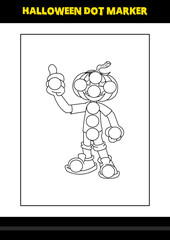 Halloween dot marker coloring page for kids. Line art coloring page design for kids.