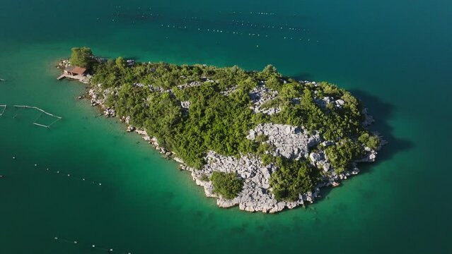 AERIAL Shot of the town of Ston in Croatia, Europe