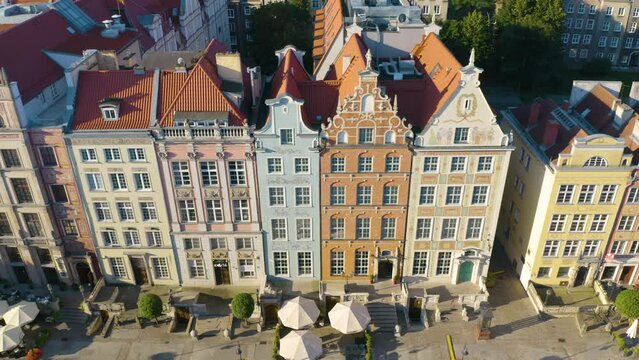 Birds Eye View of Beautiful Houses in Gdansk's Famous Long Market Square