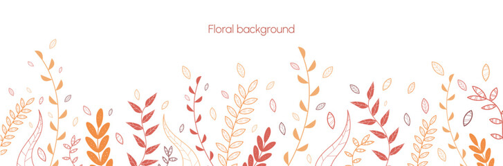 Floral background - Illustrations - Line drawings - Orange and brown