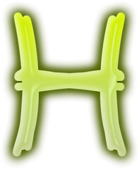 Obraz premium Green H Letter in Neon Style