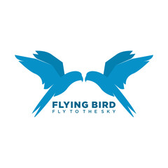 Flying bird logo. Logo with flying blue bird concept. logo with minimalist and modern style. suitable for business